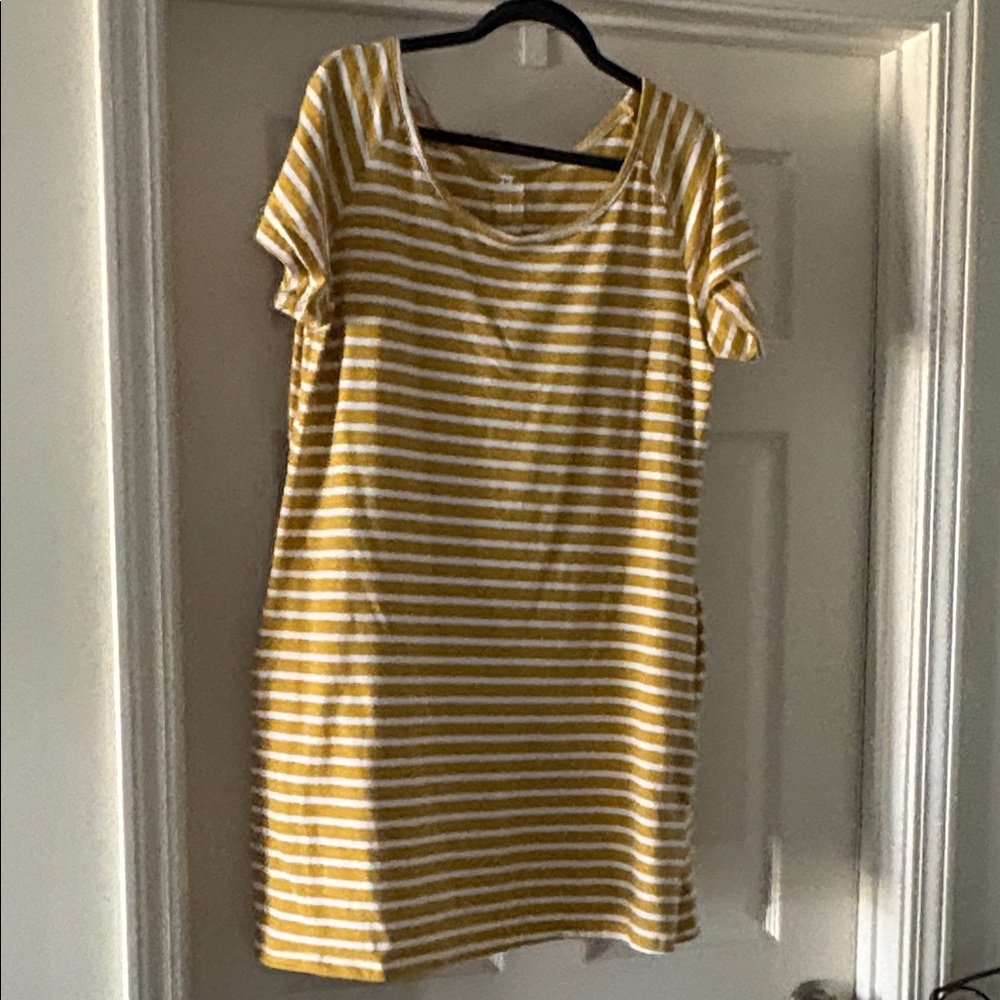 Yellow Gold and White Striped Dress